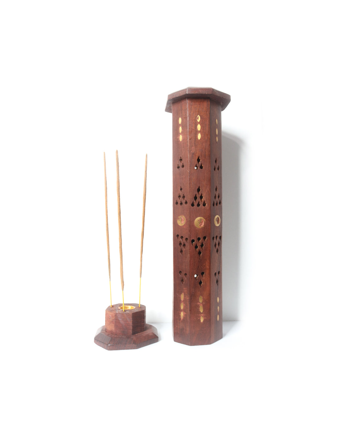 Wooden Tower Incense Holder - Round