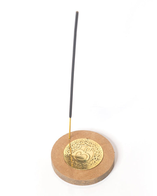 Copper Round Wood Incense Holder